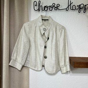 Wassimo - Women's Light Weight Pea-coat in White w/ Silver Metallic - Size XS